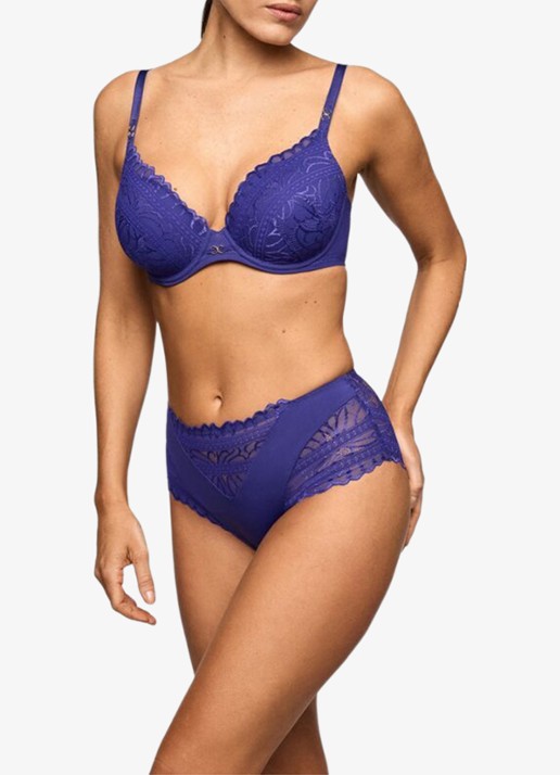 Marie Jo Cerina voorgevormde beugel bh met kant - voorkant 5 donkerblauw