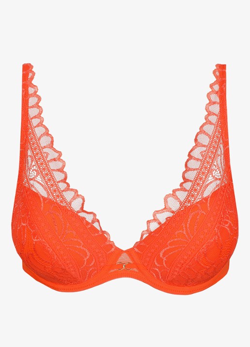 Marie Jo Cerina voorgevormde plunge bh met overlay van kant - voorkant orange