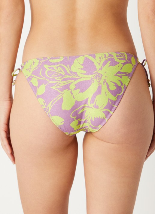 Marie Jo Chalia bikinislip met lurex en bloemenprint - achterkant lila