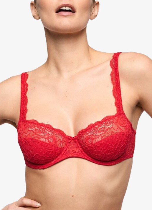 Marie Jo Cyrile voorgevormde bh met overlay van kant - detail rood