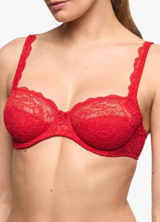Marie Jo Cyrile voorgevormde bh met overlay van kant - detail 2 rood