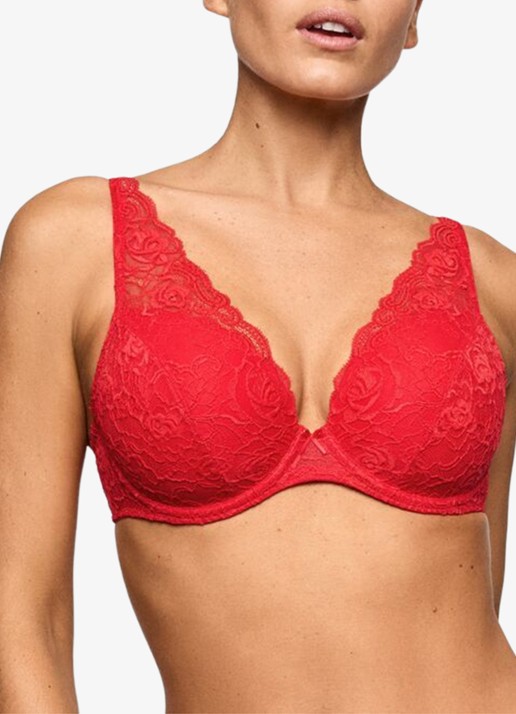 Marie Jo Cyrile voorgevormde plunge bh met overlay van kant - detail 3 rood