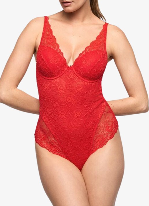 Marie Jo Cyrile voorgevormde plunge body van kant - detail 4 rood