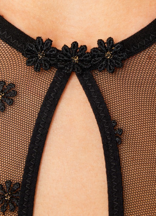 Marie Jo Daisy beugel bh van mesh met bloemborduring - detail 2 zwart