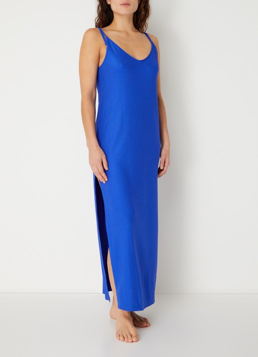 Marie Jo Emly maxi strandjurk met spaghetti bandjes en ribstructuur