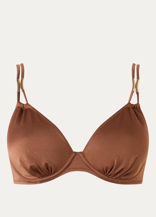 Marie Jo Hello Sunset voorgevormde bikinitop met glanzende finish - voorkant 2 cognac