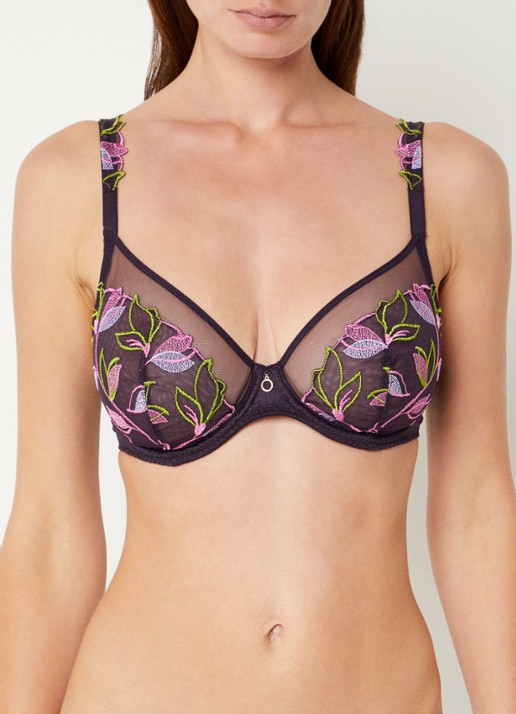 Marie Jo Loish beugel bh van mesh met borduring - voorkant 4 paars