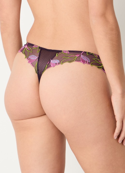 Marie Jo Loish string met borduring - achterkant 5 paars