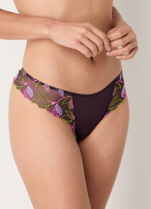 Marie Jo Loish string met borduring - detail paars