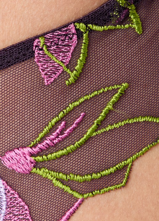 Marie Jo Loish string met borduring - detail 2 paars