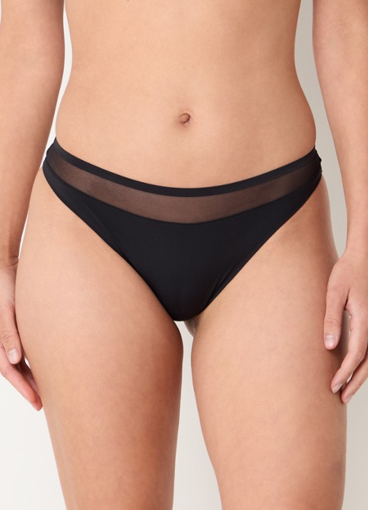 Marie Jo Louie naadloze string met mesh - detail 6 zwart