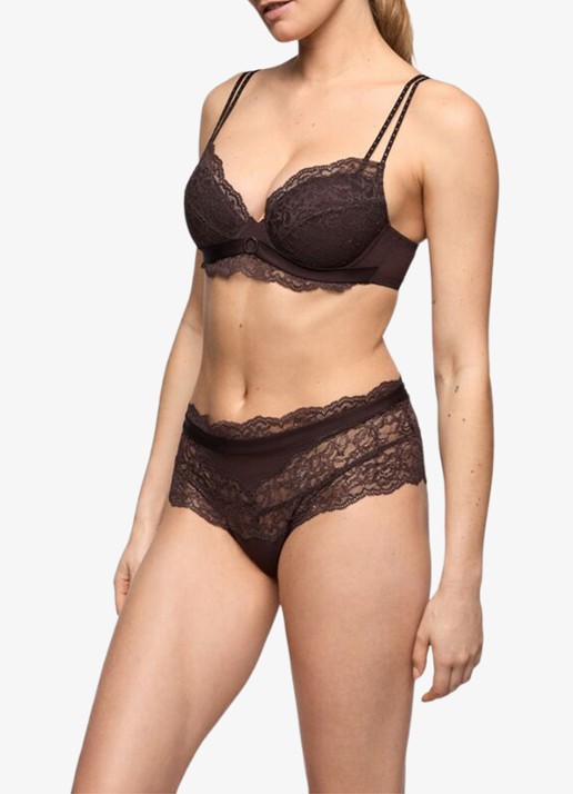 Marie Jo Musea shorty met pailletten - voorkant 3 donkerbruin