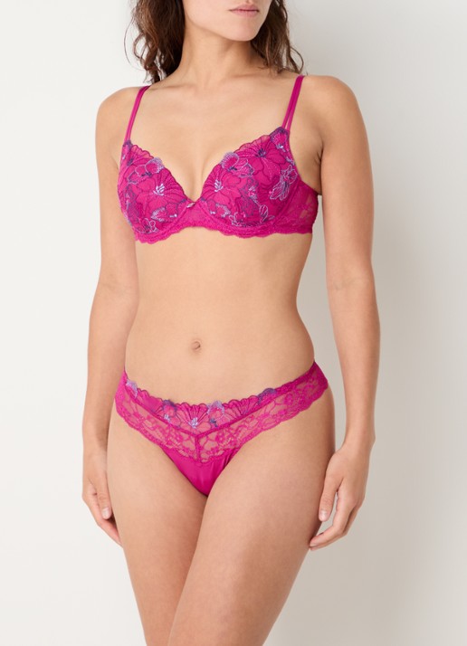 Marie Jo Noemy tanga met kant - voorkant 3 donkerroze
