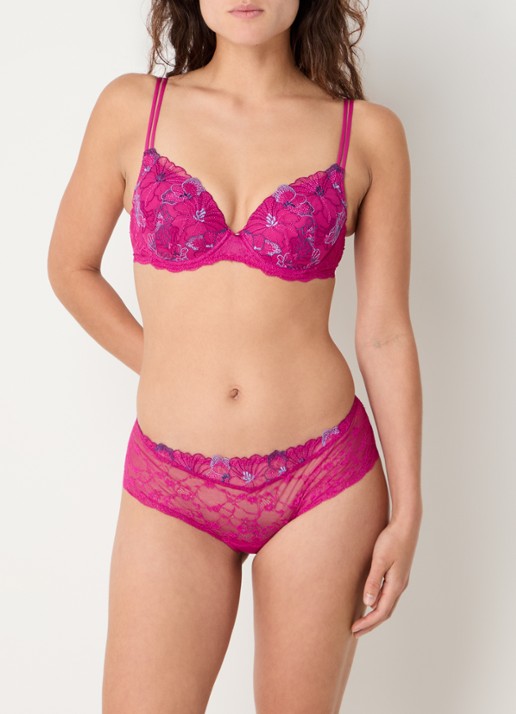 Marie Jo Noemy voorgevormde beugel bh met overlay van kant - voorkant 2 fuchsia