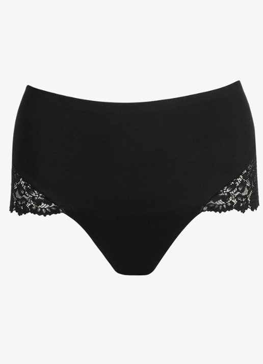 Marie Jo Soft Studio high waisted slip met kant - voorkant zwart