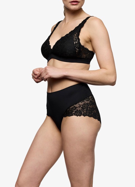Marie Jo Soft Studio high waisted slip met kant - voorkant 2 zwart