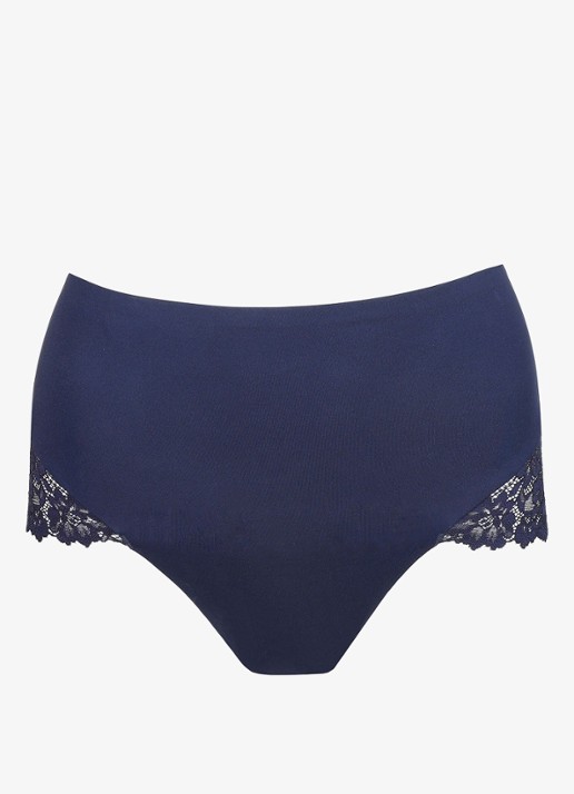 Marie Jo Soft Studio high waisted slip met kant - voorkant 3 donkerblauw