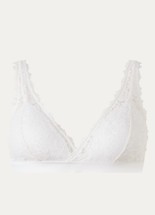 Marie Jo Soft Studio voorgevormde bralette met overlay van kant - voorkant 4 wit