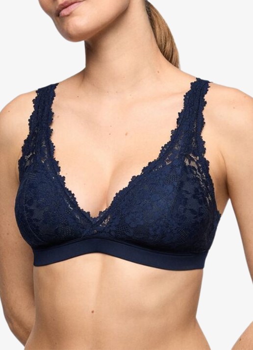 Marie Jo Soft Studio voorgevormde bralette met overlay van kant - detail 2 donkerblauw