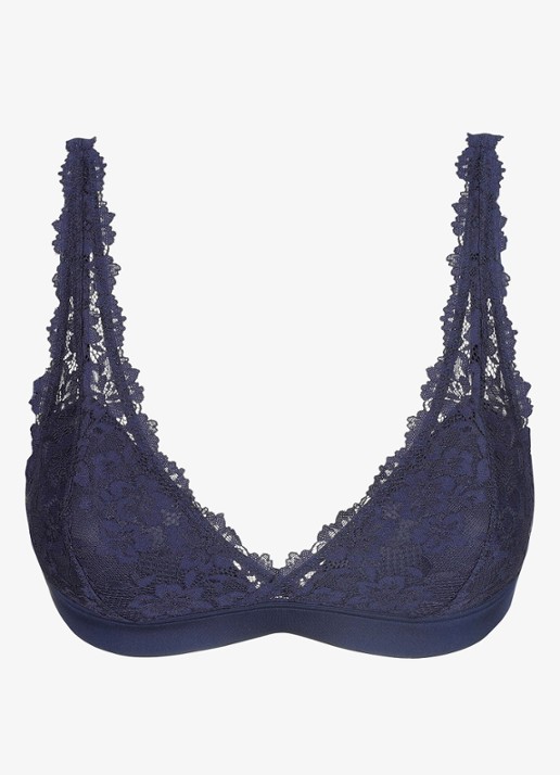 Marie Jo Soft Studio voorgevormde bralette met overlay van kant - voorkant 3 donkerblauw