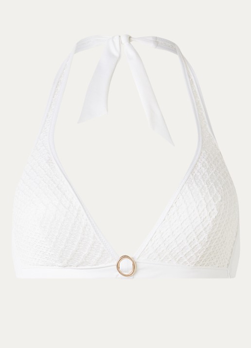 Marie Jo Taleah halter bikinitop met overlay van kant - voorkant 2 wit
