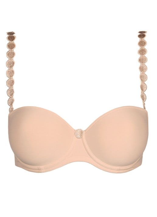 Marie Jo Tom strapless bh met broderie applicatie - voorkant 4 beige