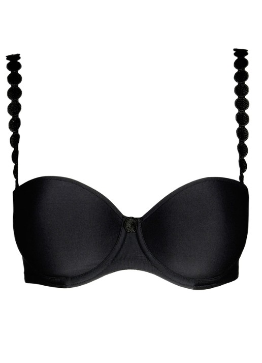 Marie Jo Tom strapless bh met broderie applicatie - voorkant 4 zwart