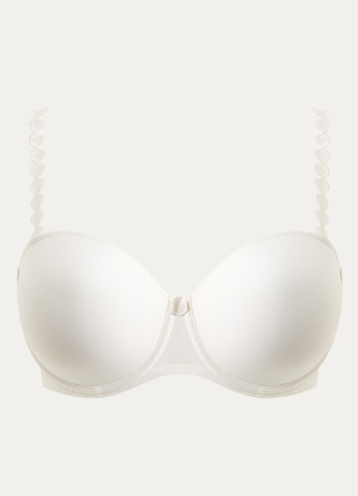 Marie Jo Tom strapless bh met broderie applicatie - voorkant wit