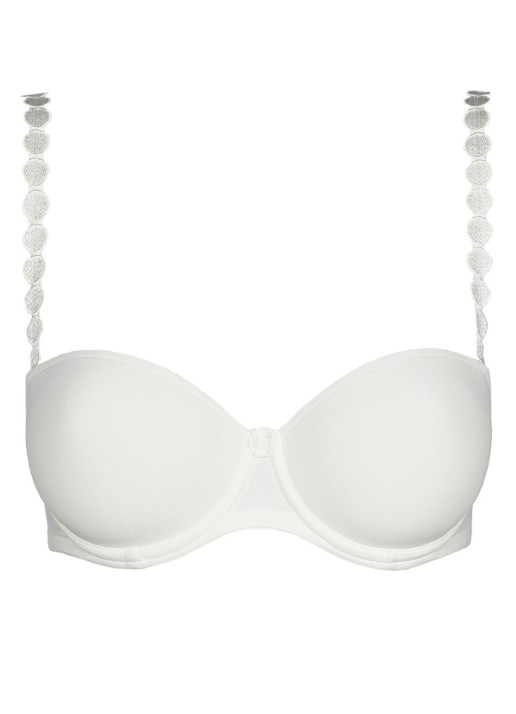 Marie Jo Tom strapless bh met broderie applicatie - voorkant 2 wit