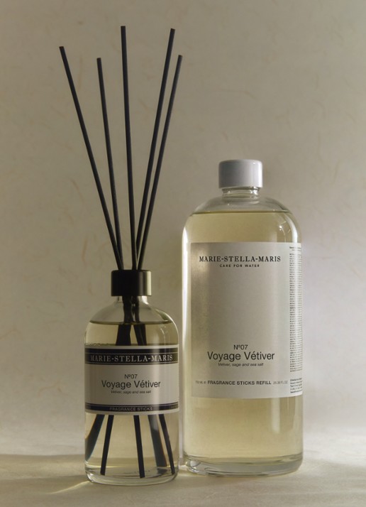 Marie-Stella-Maris No. 07 Voyage Vétiver Fragrance Sticks - geurstokjes navulling 750 ml - voorkant 2 transparant