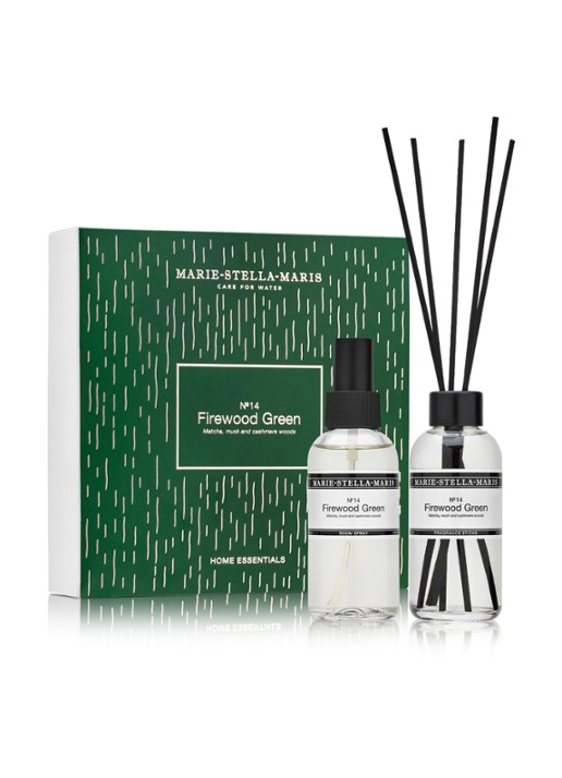 Marie-Stella-Maris No.14 Firewood Green geurstokjes en geurspray in set