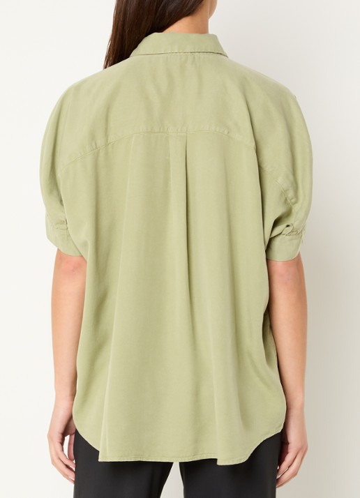 Marina blouse met ballonmouw - achterkant lindegroen
