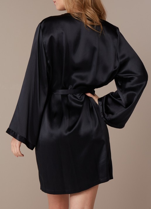 Marjolaine Kimono van zijde - achterkant zwart
