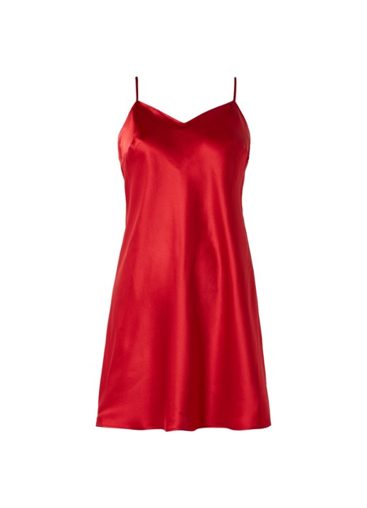 Marjolaine Oda slipdress van zijde - voorkant 3 rood