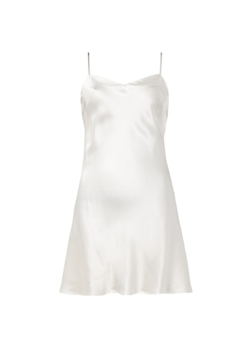 Marjolaine Slipdress van zijde - voorkant ivoor