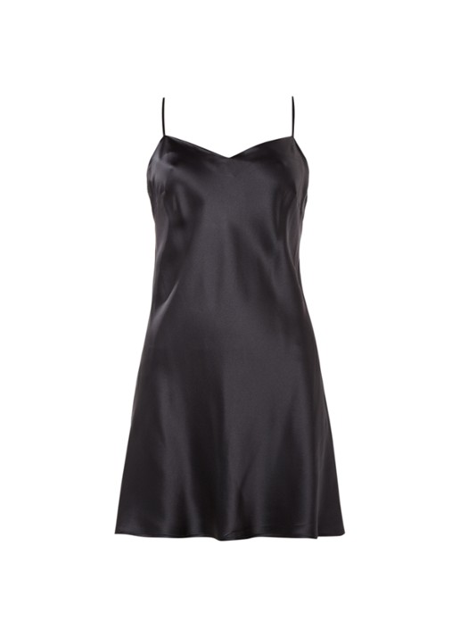 Marjolaine Slipdress van zijde - voorkant 3 zwart