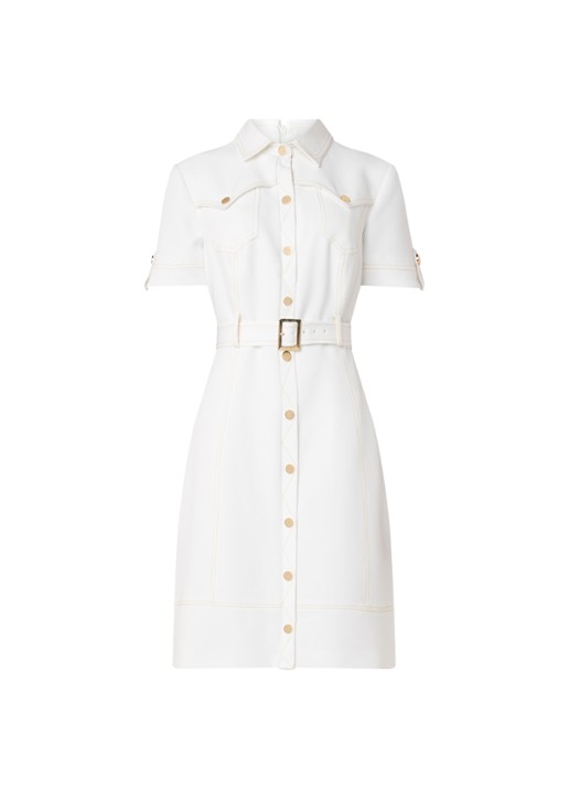 Marley blousejurk met contrastnaden - voorkant 2 wit
