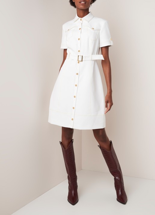 Marley blousejurk met contrastnaden - voorkant 3 wit