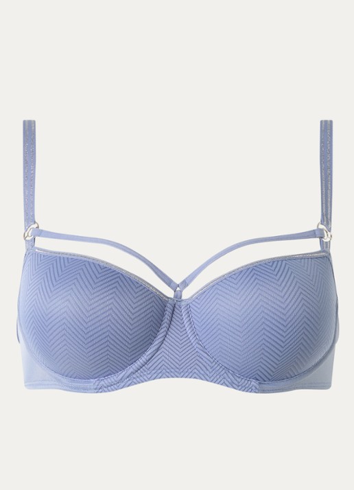 Marlies Dekkers Balconette bh met grafische print - voorkant staalblauw