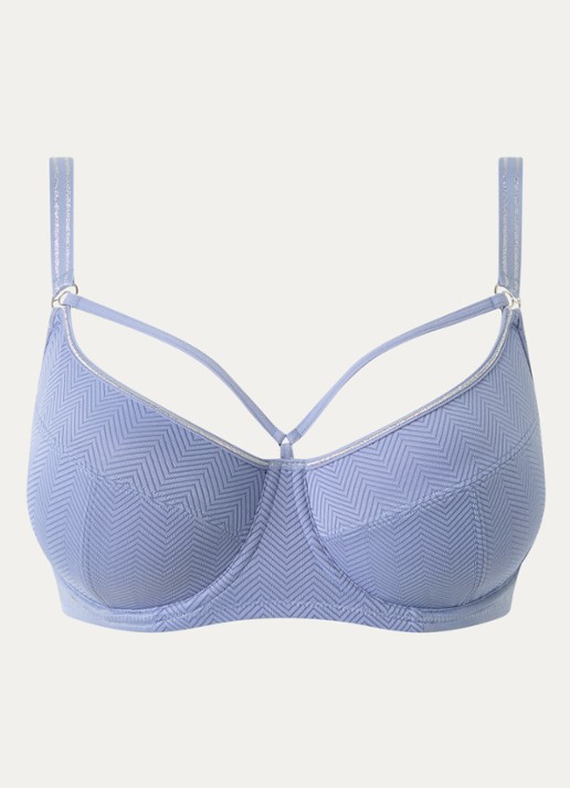 Marlies Dekkers Balconette bh met grafische print - voorkant 3 staalblauw