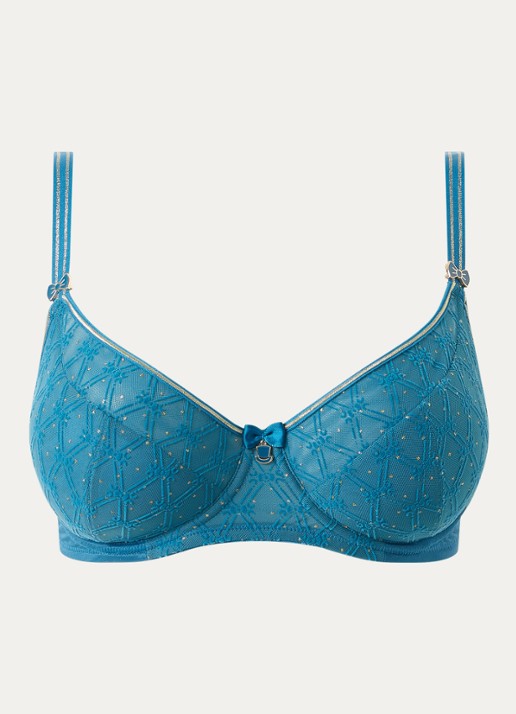 Marlies Dekkers Blue Angel balconette bh van mesh met borduring - voorkant 2 zeegroen