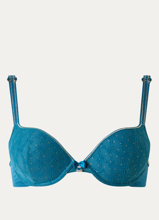 Marlies Dekkers Blue Angel push-up bh van mesh met borduring - voorkant 3 zeegroen