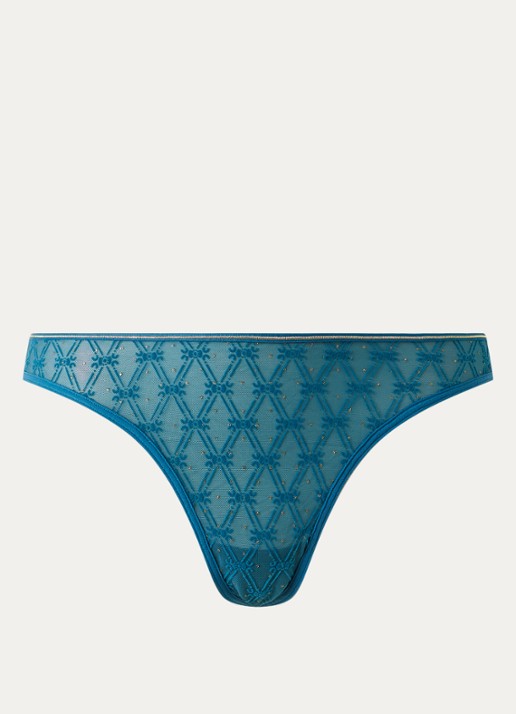 Marlies Dekkers Blue Angel tanga van mesh - voorkant 3 petrol