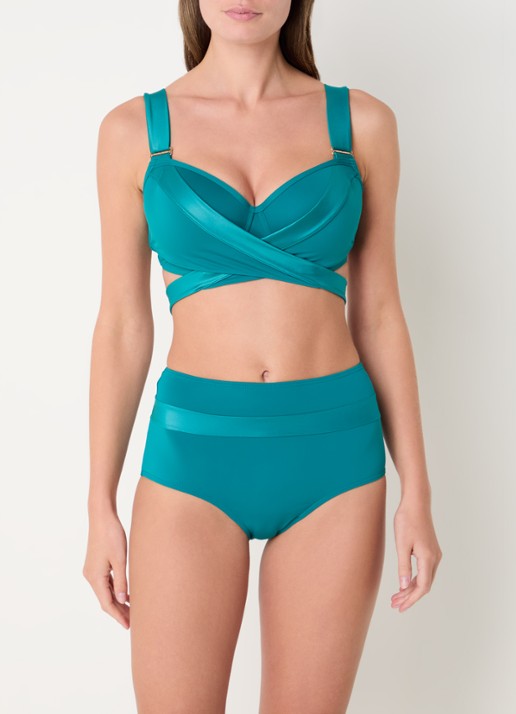 Marlies Dekkers Cache Coeur high waisted bikinislip - voorkant 4 zeegroen
