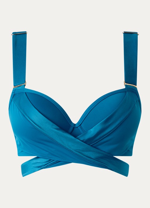 Marlies Dekkers Cache Coeur push-up bikinitop met gekruiste banden - voorkant 2 petrol