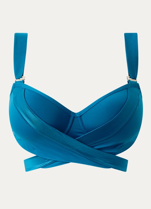Marlies Dekkers Cache Coeur voorgevormde bikinitop met gekruiste banden - voorkant 2 petrol