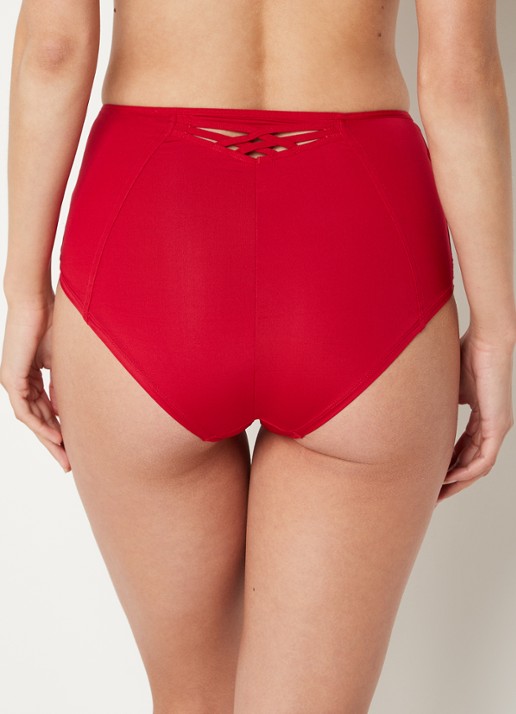 Marlies Dekkers Dame de Paris high waisted slip met opengewerkte details - achterkant steenrood