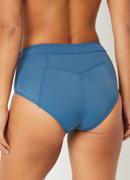 Marlies Dekkers High waisted hipster bikinislip met knoopdetail  - achterkant petrol