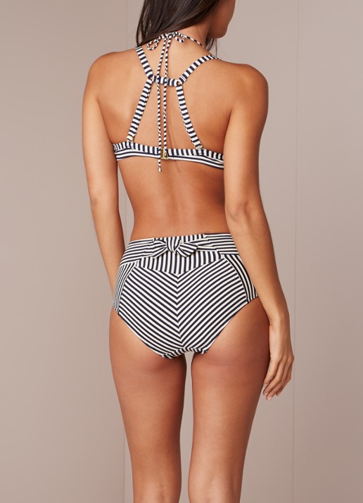 Marlies Dekkers Holi Vintage push-up balconette bikinitop met streepprint - achterkant 3 donkerblauw