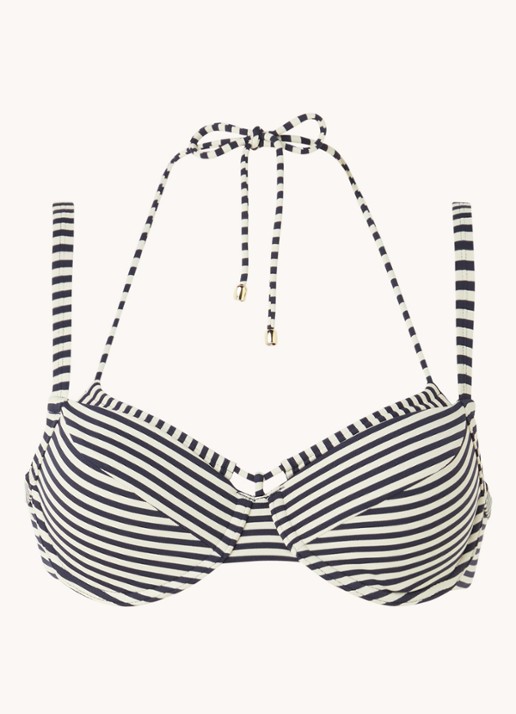 Marlies Dekkers Holi Vintage push-up balconette bikinitop met streepprint - voorkant lichtblauw